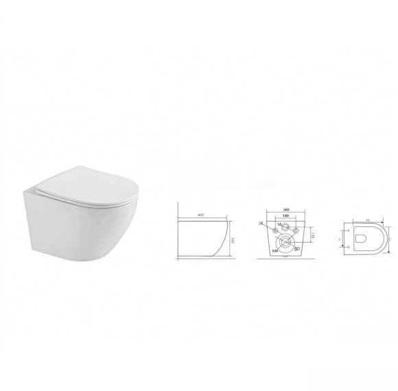 White Wall Hung Toilet Supplier with 490mm Shallow Projection for Small Bathrooms