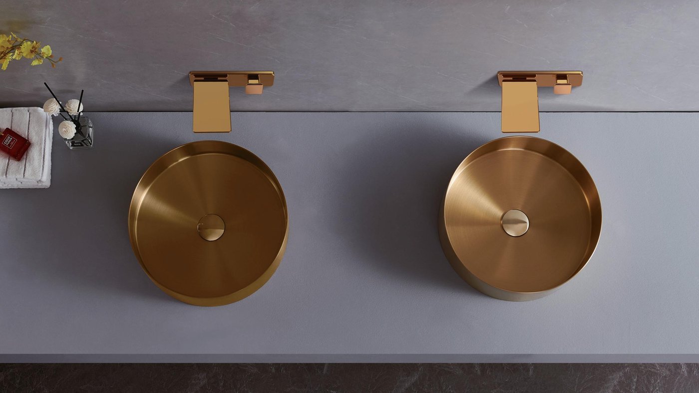 Brushed Gold Stainless Steel Basin Supplier with 3mm Body and Straight Edge Design