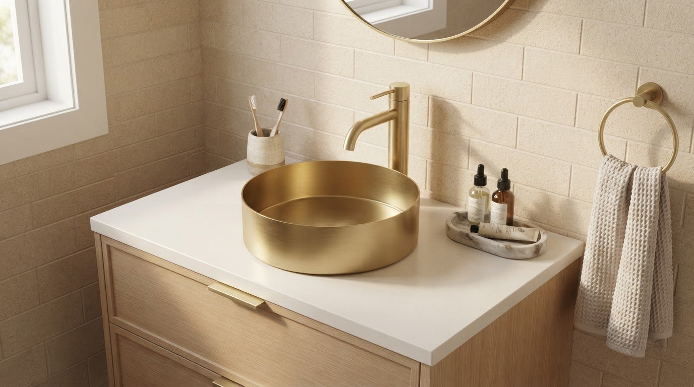 Brushed Gold Surface with Drain Included
