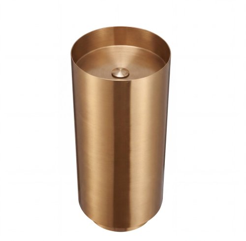 Brushed Gold Freestanding Pedestal Basin Supplier with Cylindrical Column Design