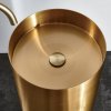 Brushed Gold Freestanding Pedestal Basin Supplier with Cylindrical Column Design