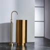 Brushed Gold Freestanding Pedestal Basin Supplier with Cylindrical Column Design