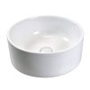 White 370mm Round Ceramic Basin Supplier with Above Counter Vessel Design