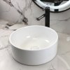White 370mm Round Ceramic Basin Supplier with Above Counter Vessel Design