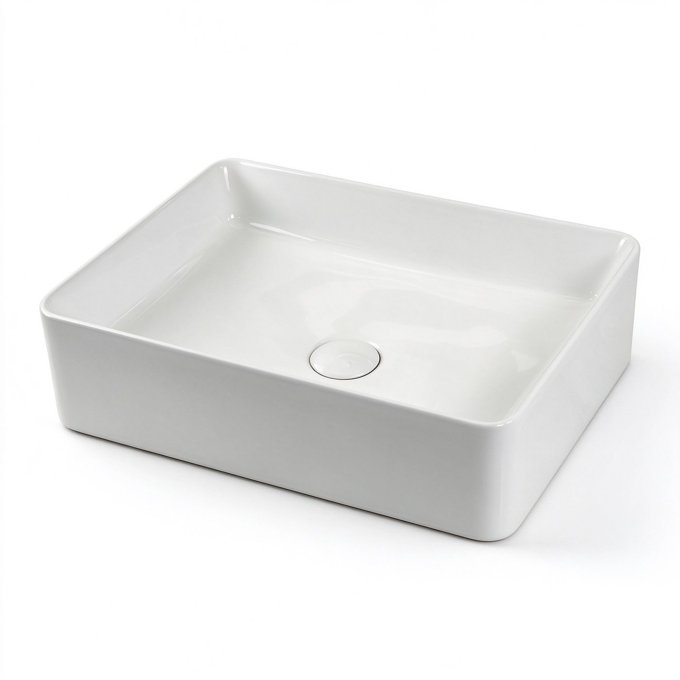 White 500mm Rectangular Ceramic Basin Supplier with Above Counter Design