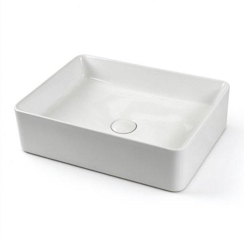 White 500mm Rectangular Ceramic Basin Supplier with Above Counter Design