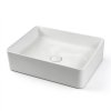 White 500mm Rectangular Ceramic Basin Supplier with Above Counter Design