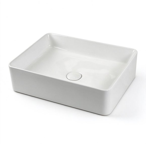 White 500mm Rectangular Ceramic Basin Supplier with Above Counter Design