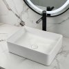 White 500mm Rectangular Ceramic Basin Supplier with Above Counter Design