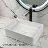 White 500mm Rectangular Ceramic Basin Supplier with Above Counter Design