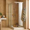 White Square Shower Enclosure Supplier with Double Sliding Doors and Acrylic Tray