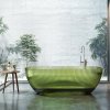 Green Transparent Resin Bathtub Supplier with Fluted Crystal Body and 1700mm Interior