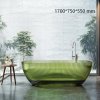 Green Transparent Resin Bathtub Supplier with Fluted Crystal Body and 1700mm Interior