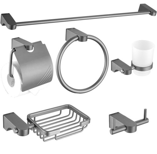 Grey 6-Piece Bathroom Hardware Set Supplier with Die Cast Zinc Body