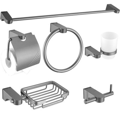 Grey 6-Piece Bathroom Hardware Set Supplier with Die Cast Zinc Body