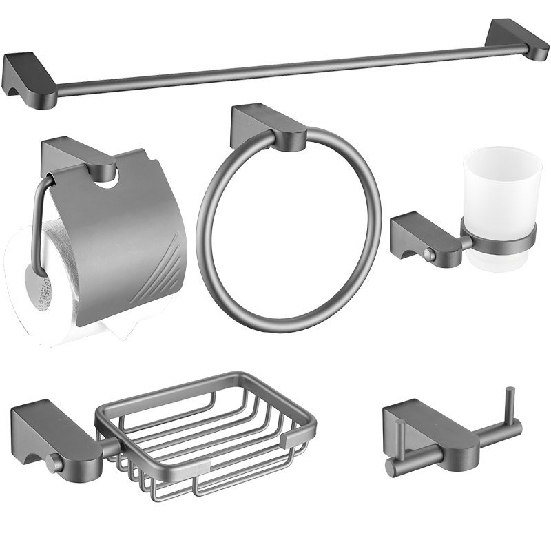 Grey 6-Piece Bathroom Hardware Set Supplier with Die Cast Zinc Body
