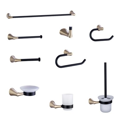 Brushed Gold 9-Piece Bathroom Hardware Set Supplier with SUS304 and Brass Body