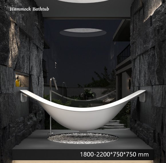 Matte White Suspended Hammock Bathtub Supplier with Wall Mounted Floating Design