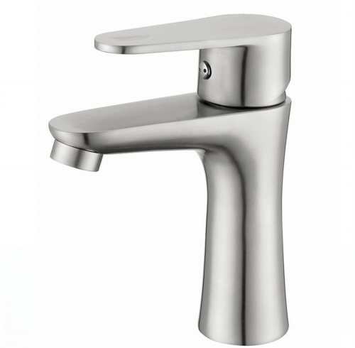 Brushed Nickel Basin Faucet Supplier with Single Lever Hot and Cold Mixer