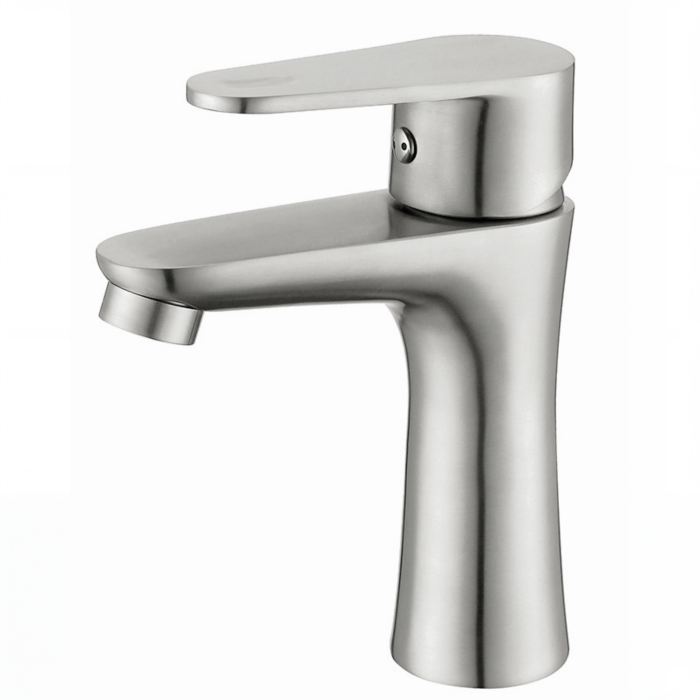Brushed Nickel Basin Faucet Supplier with Single Lever Hot and Cold Mixer