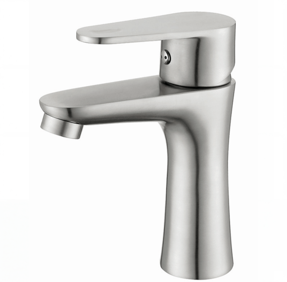 Brushed Nickel Basin Faucet Supplier with Single Lever Hot and Cold Mixer