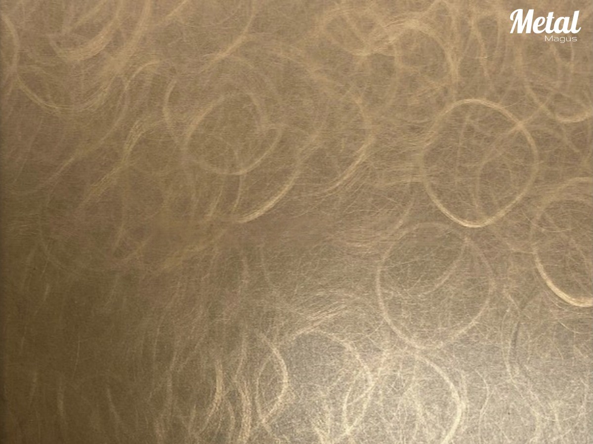 PVD champagne swirl pattern on stainless steel — factory sample
