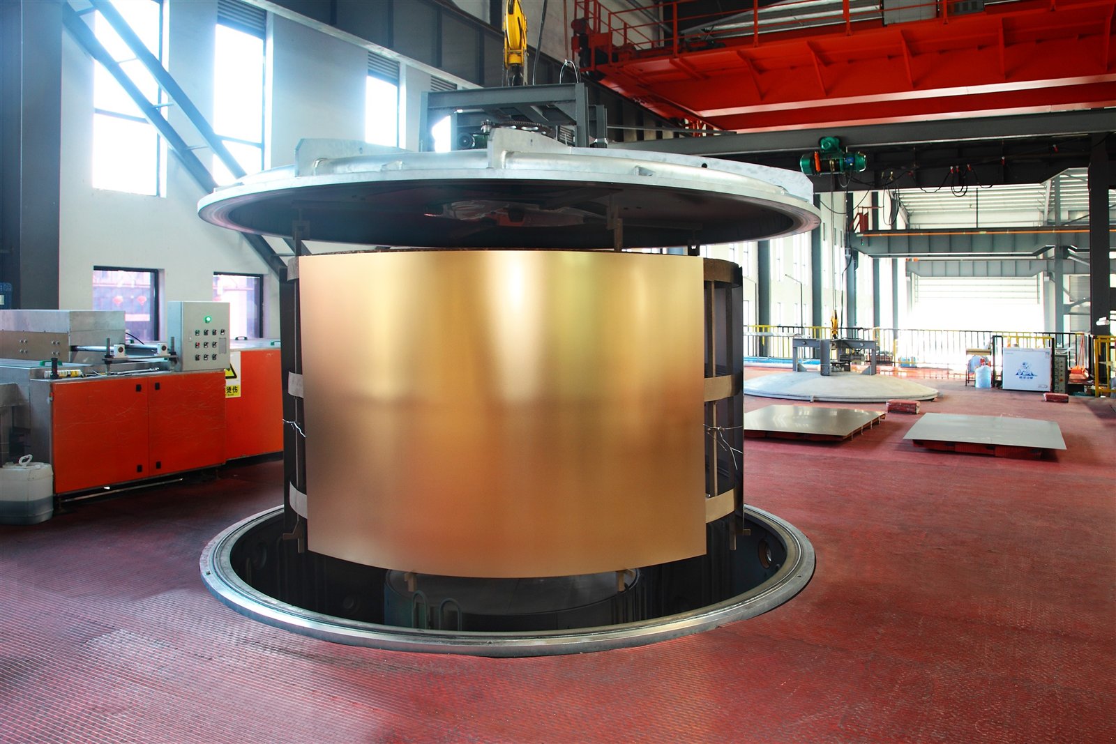 PVD vacuum coating line producing coloured stainless steel