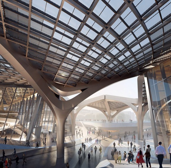 Mirror Cantilever Canopy with Reflective Soffit