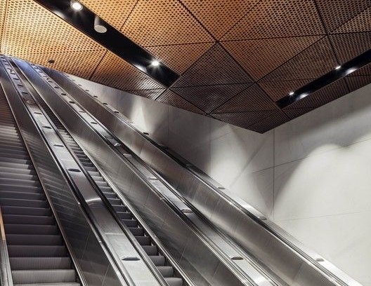 Stainless steel elevator portal in a public building