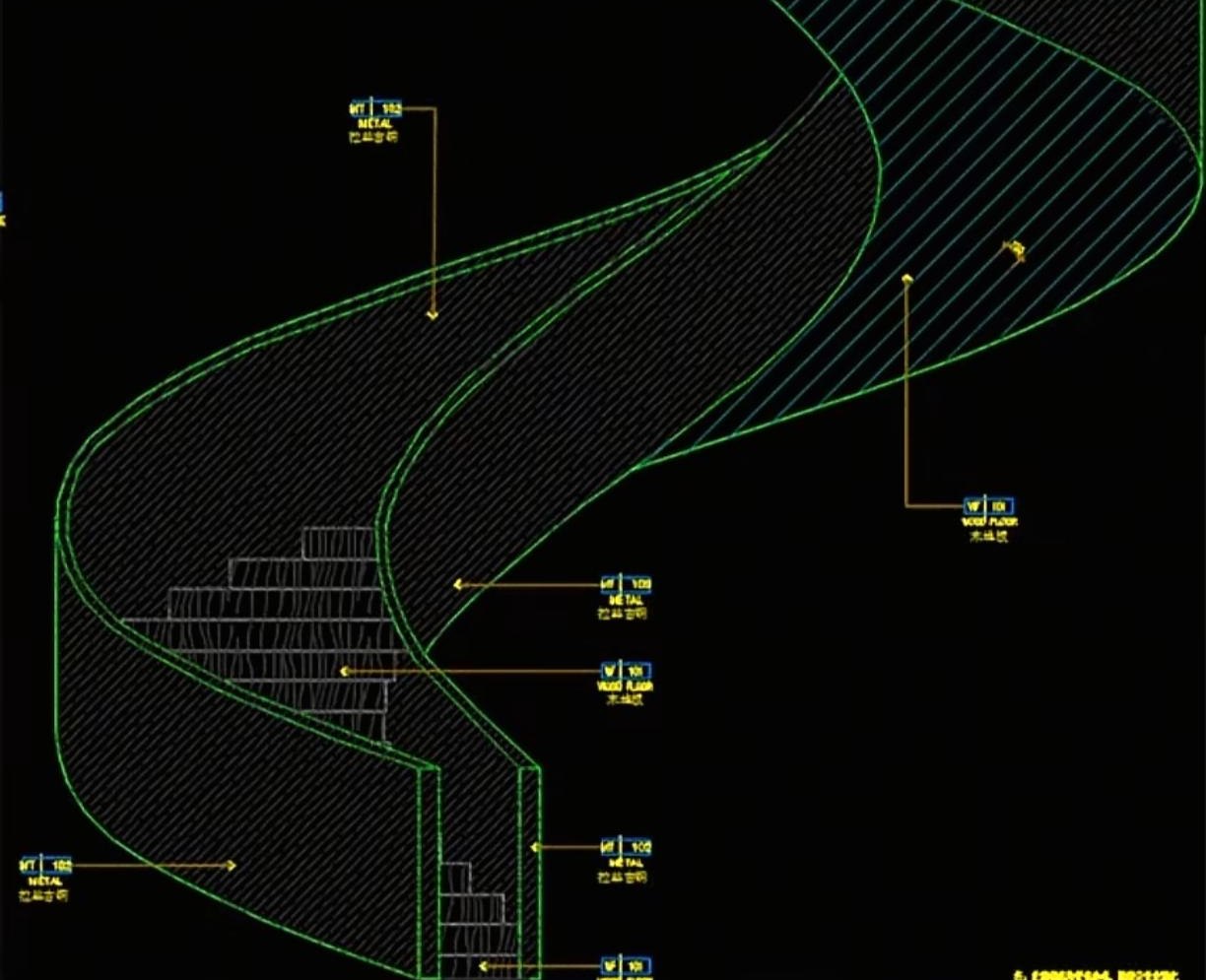 Panel layout drawing defining the geometry of a curved bespoke component