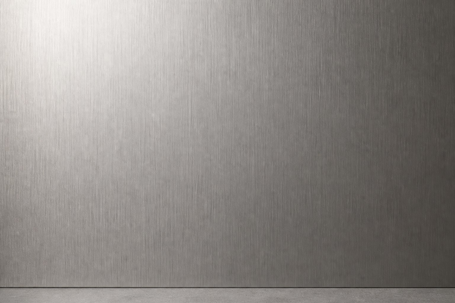 Brushed stainless steel surface with a fine directional linear grain