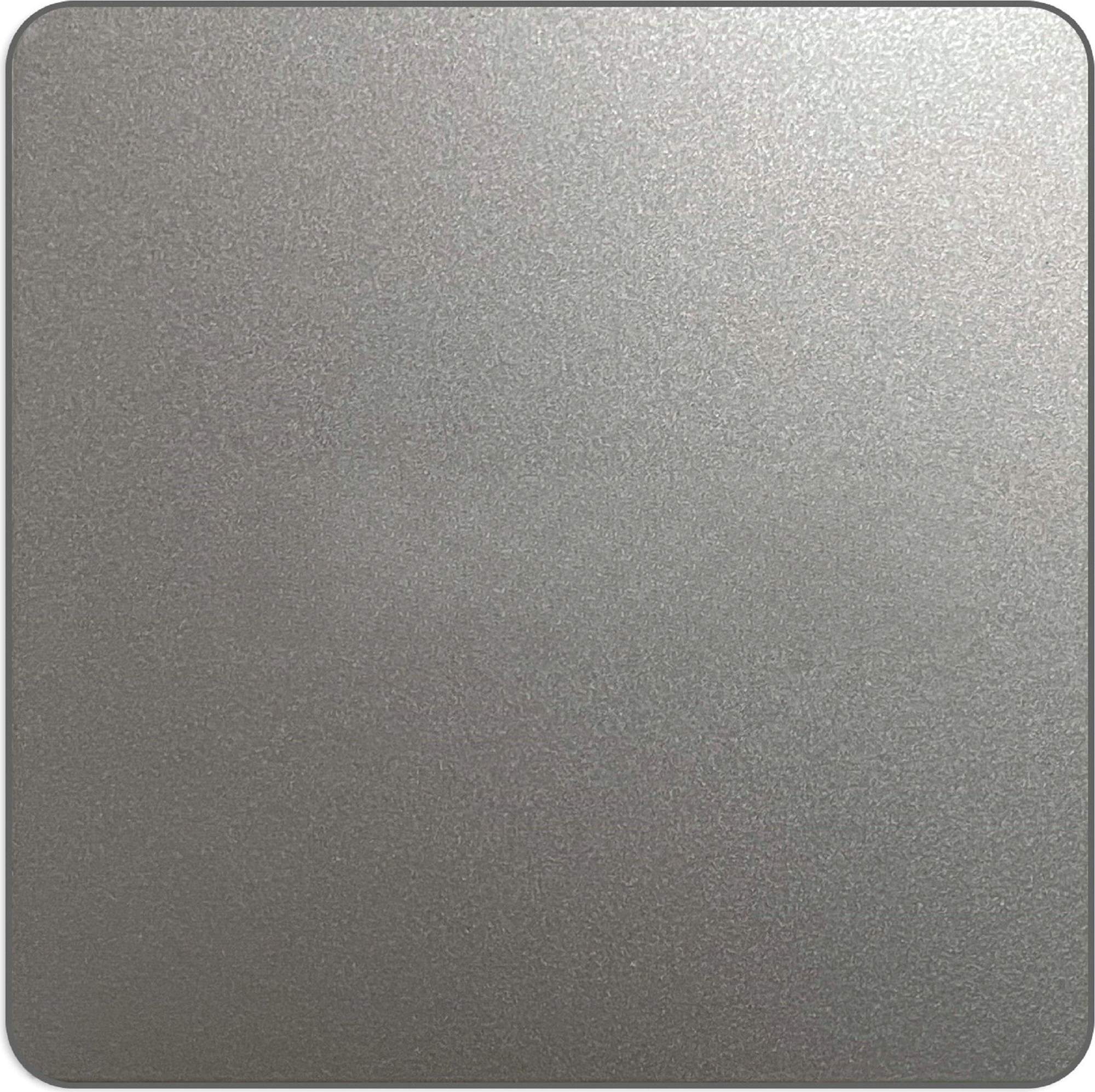 Grey titanium bead-blasted stainless steel with a controlled matte metallic surface