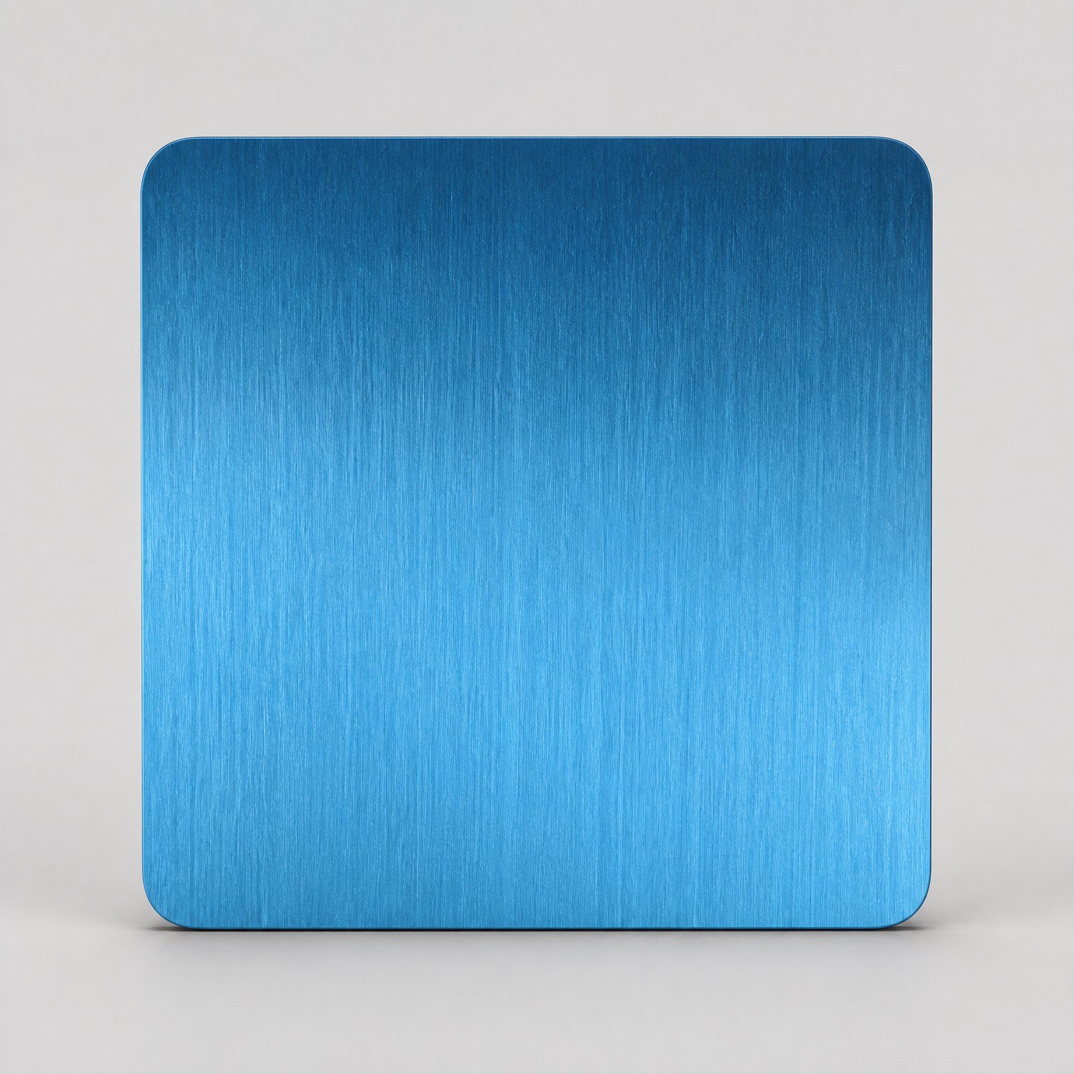 A custom blue PVD color developed on brushed stainless steel