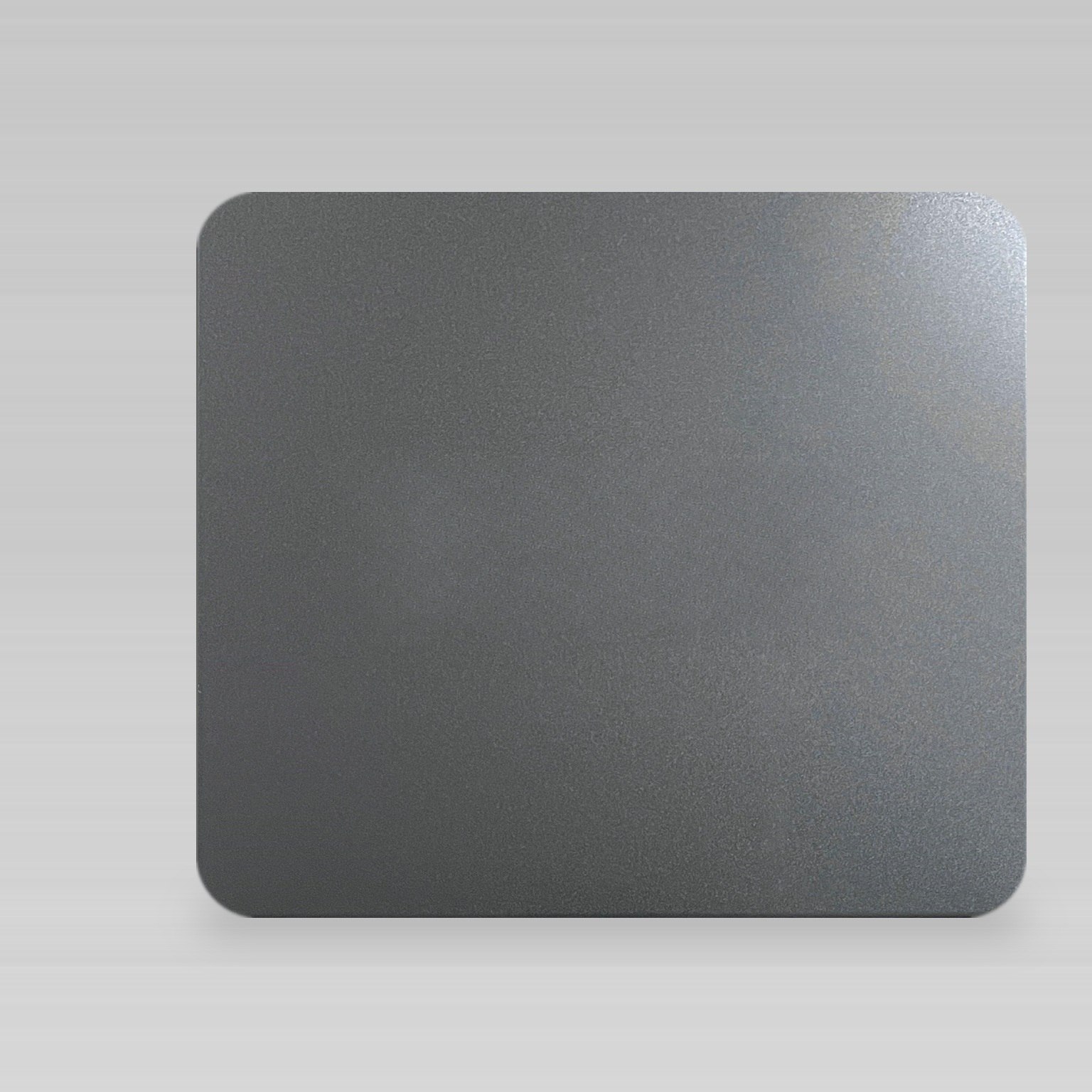 Black titanium bead blasted PVD color reference on a stainless steel sample