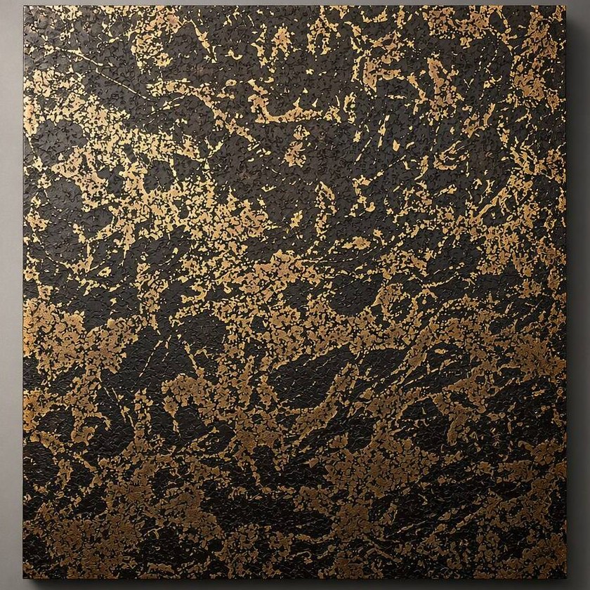 A dark antique patina surface crossed by liquid copper veining