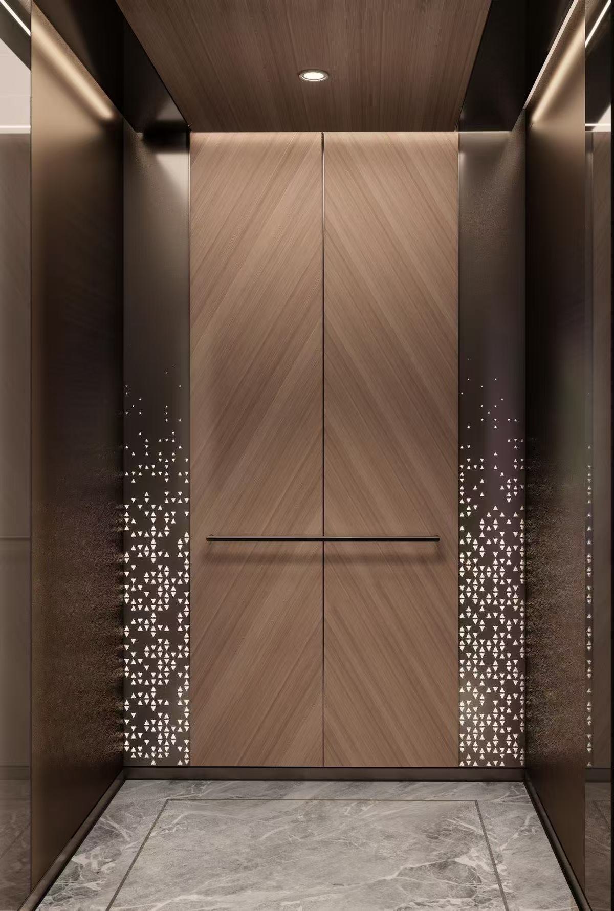 An elevator interior finished in stainless steel where surfaces are touched every day