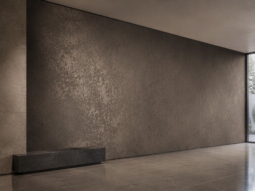 An architectural wall surface where material tone contributes to the space