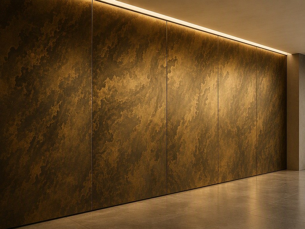 A feature wall surface with a continuous material character