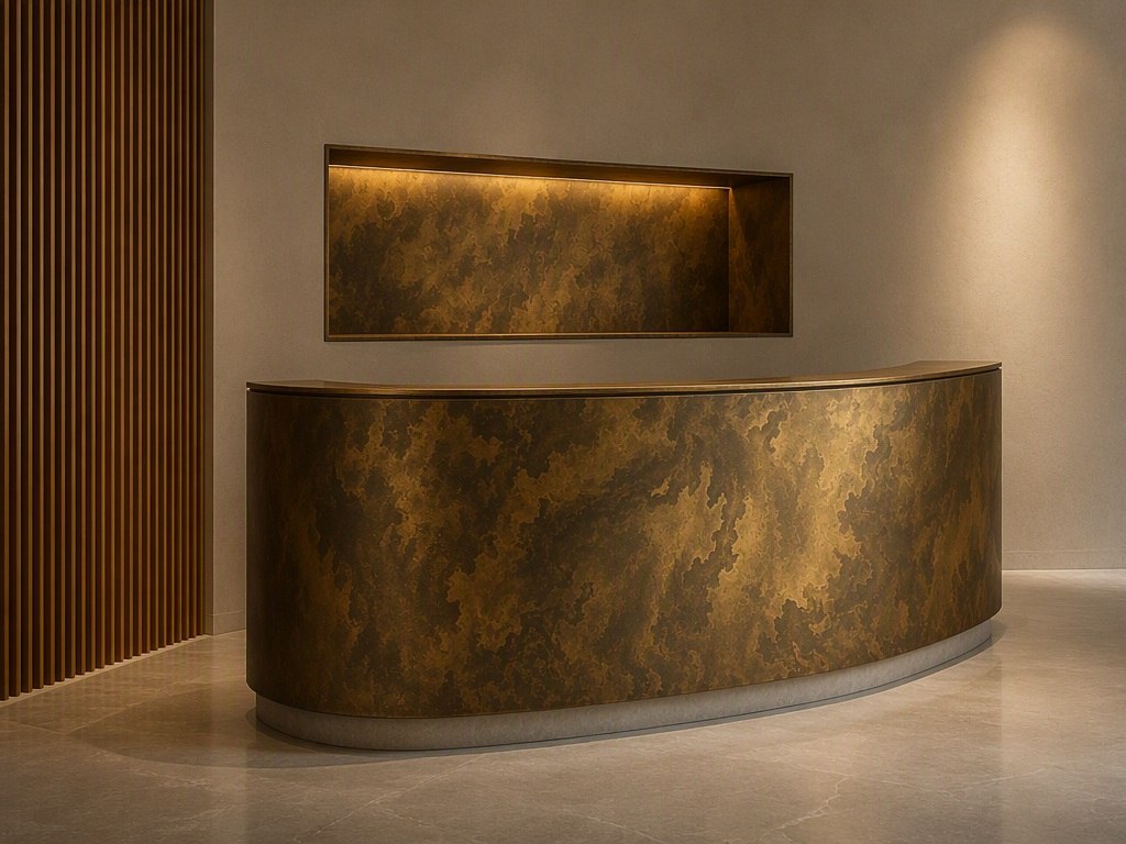 A bespoke interior feature in stainless steel developed around a project