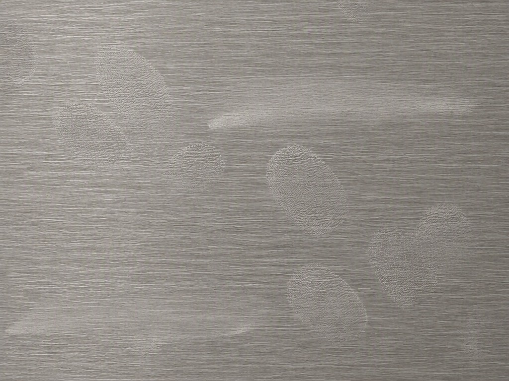Close range view of fingerprint marks and touch smears on an untreated brushed stainless steel surface