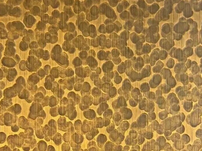 Champagne hammered stainless steel with a warm refined metallic tone