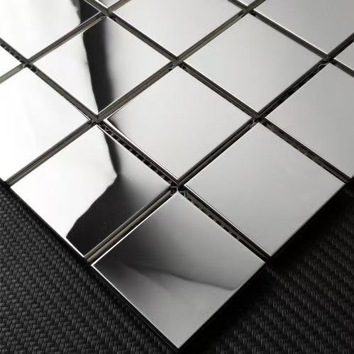 A mirror polished champagne stainless steel surface