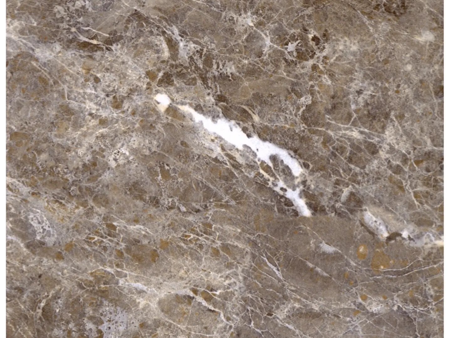 A stone-inspired printed stainless steel sample with grey marble veining