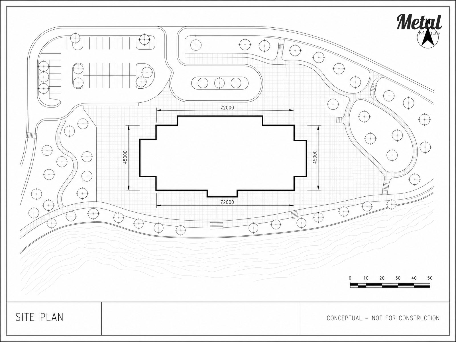 Site plan of the riverside civic centre