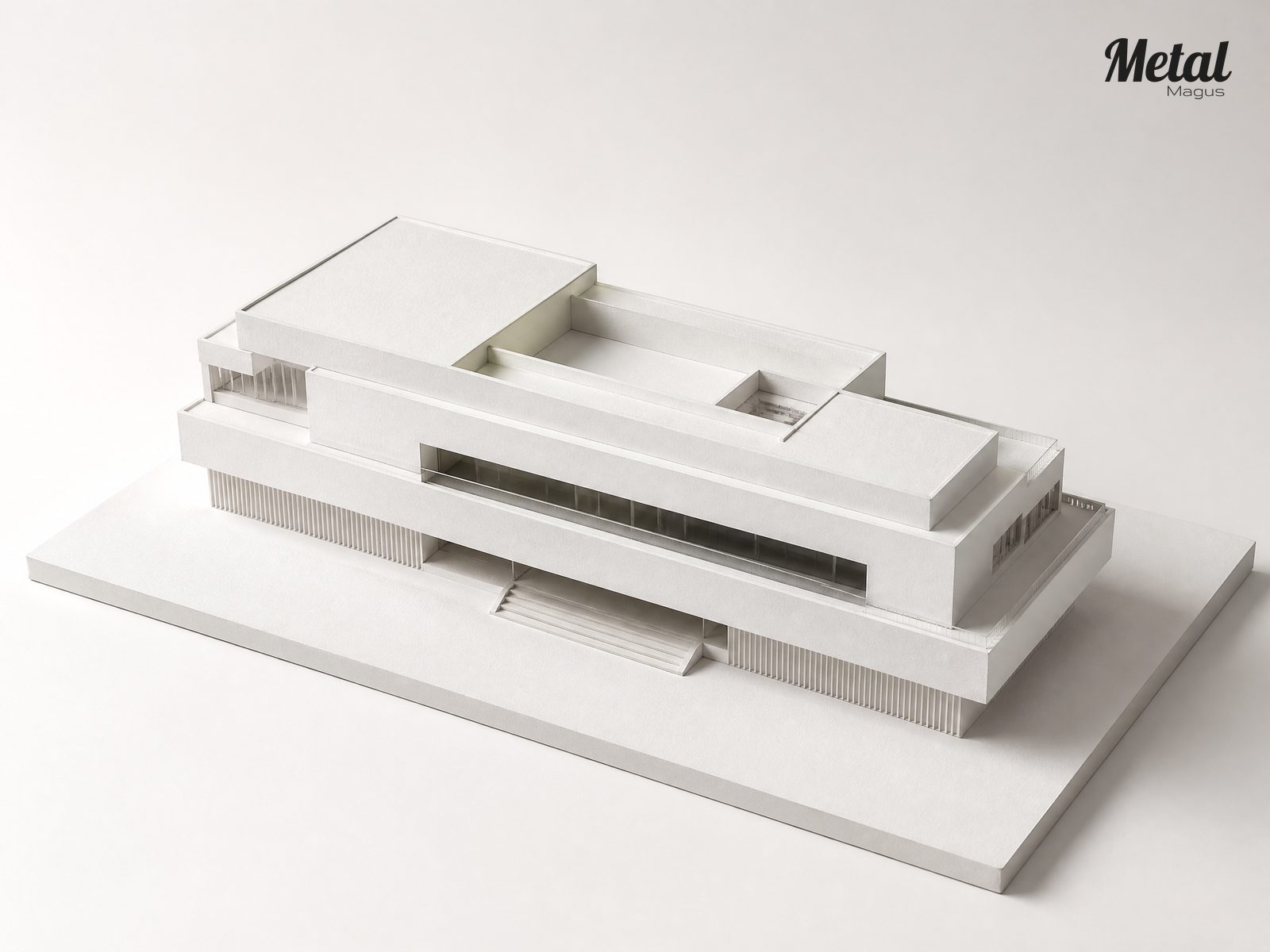 White massing axonometric of the civic centre