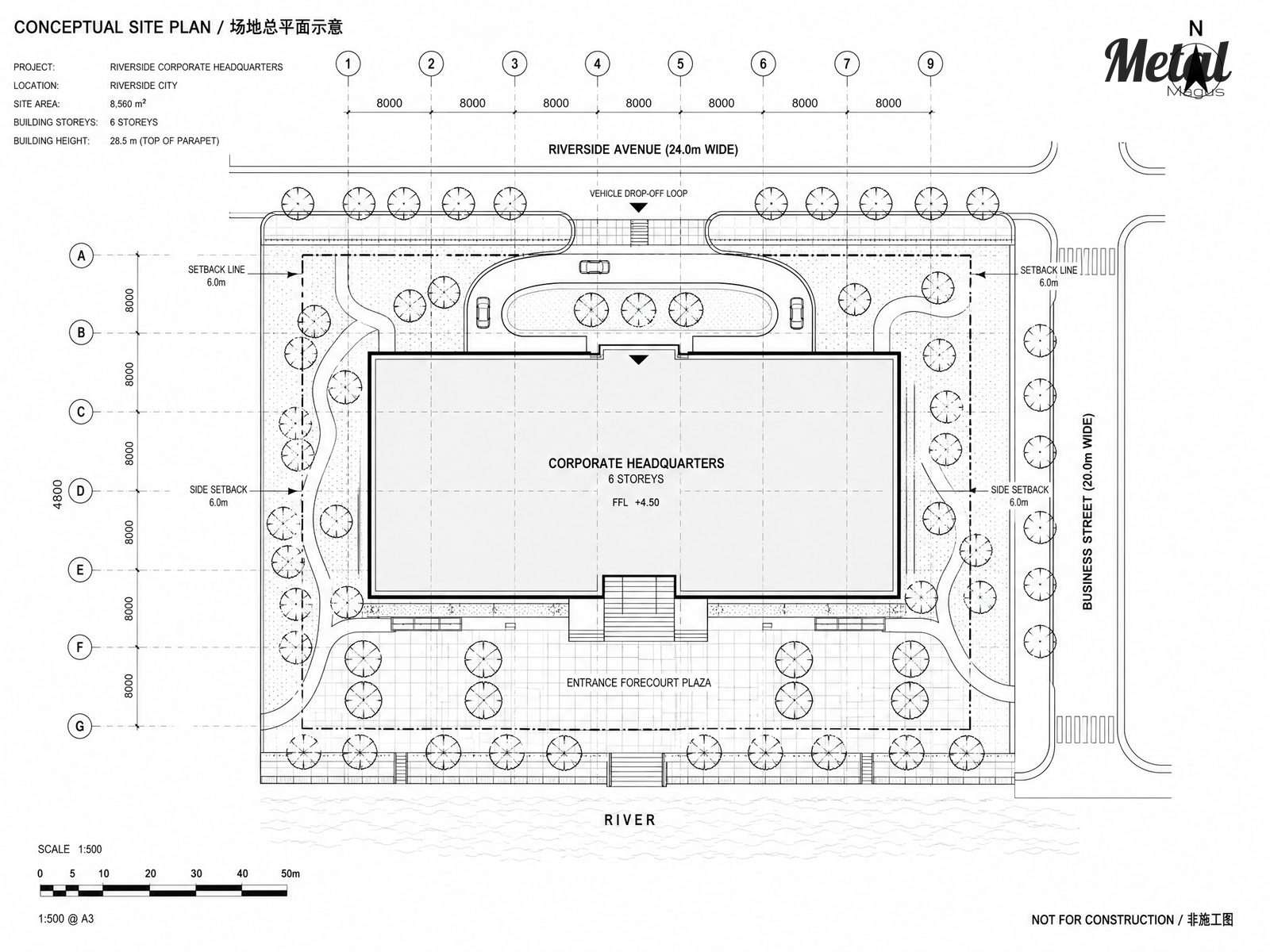 Site plan of the corporate headquarters