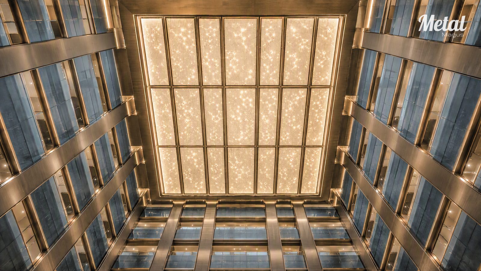Lattice light ceiling in the ground floor public area seen from below
