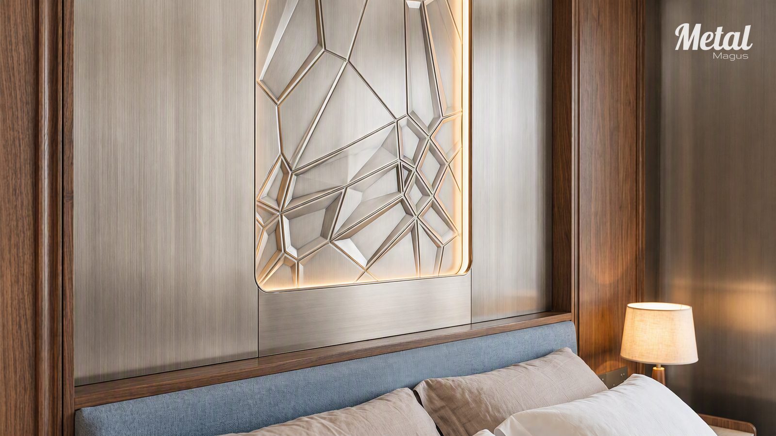 Close detail of the crystal pattern used in the guestroom metalwork