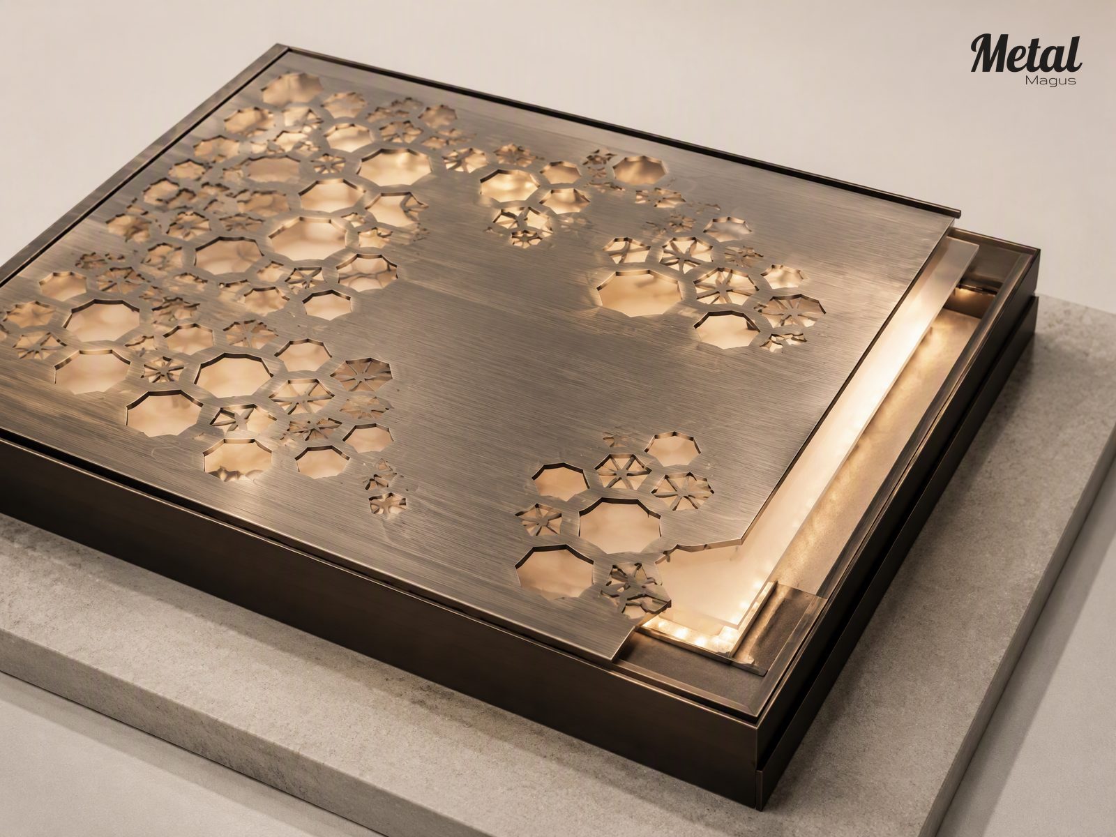 Model showing the lattice metal and lighting module