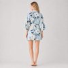 Blue Floral Satin Robe With Self-Tie Belt | Bridal Sleepwear Manufacturer